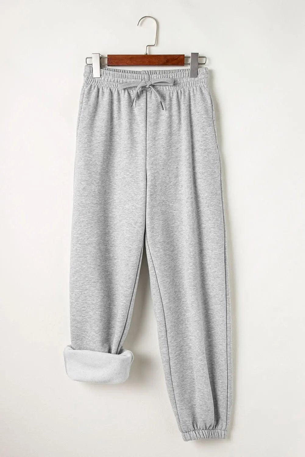 Light grey fleece-lined joggers - Love Salve